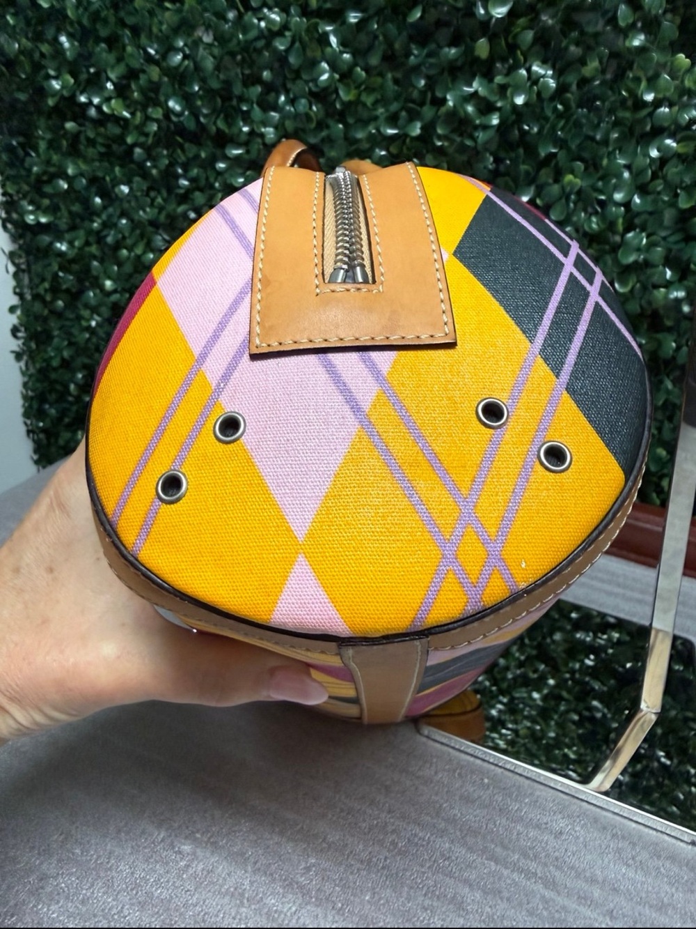 Dior Multicolor Coated Canvas and Harlequin Leather Argyle Mini Boston Bag - Picture 7 of 11